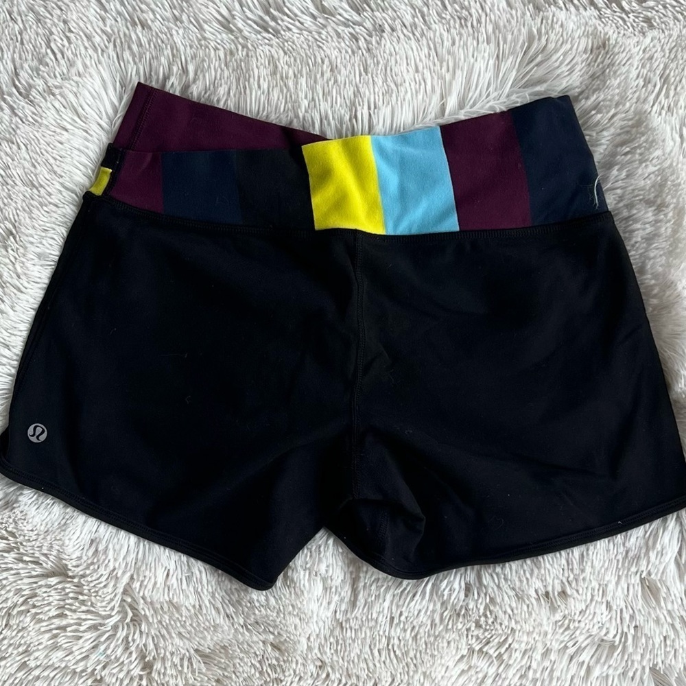 lululemon athletica Black Athletic Shorts with Colorful Waistband - Picture 3 of 7